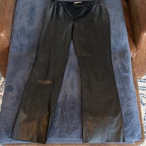 Vintage Hugo Buscati 100% Genuine Leather Black Bootcut Pants, Size 6